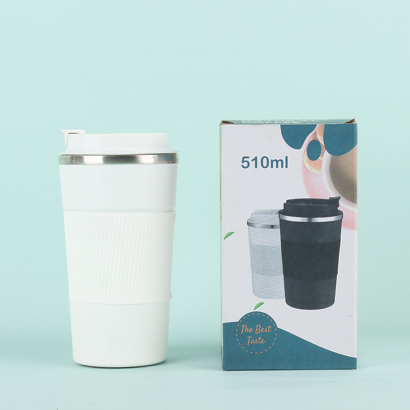 Nueva taza de vacío de acero inoxidable taza de agua de negocios taza de café de tres generaciones taza de coche con tapa de silicona taza portátil