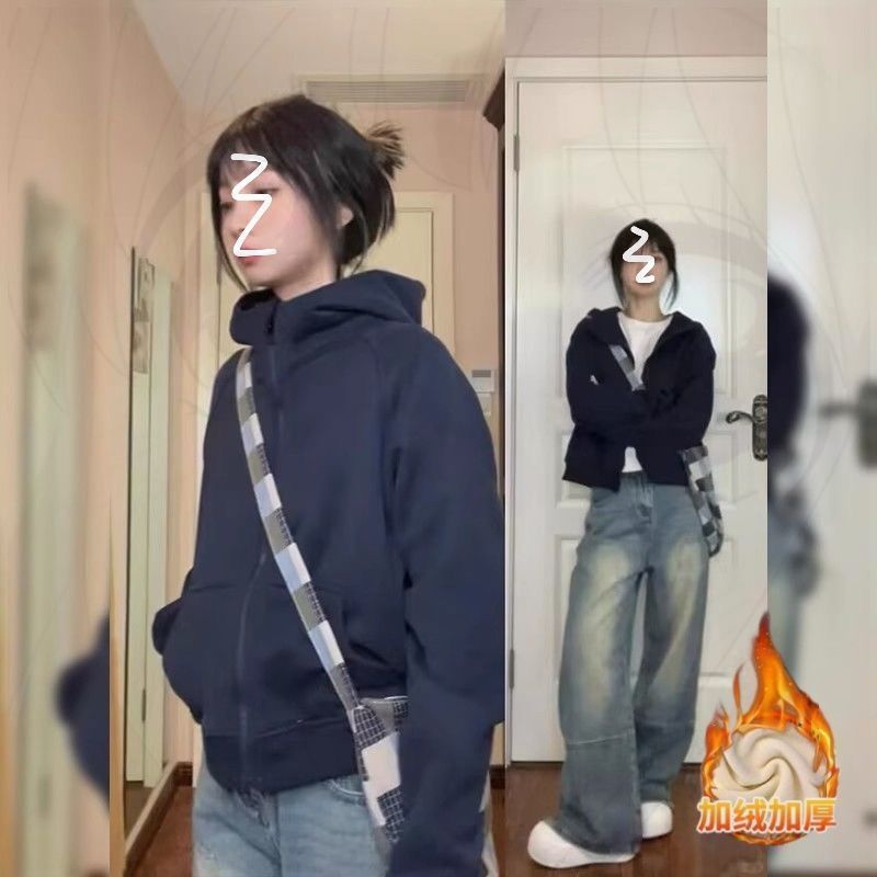 短款外套女春秋款2025新款连帽卫衣小个子休闲上衣初秋装韩系穿搭|undefined
