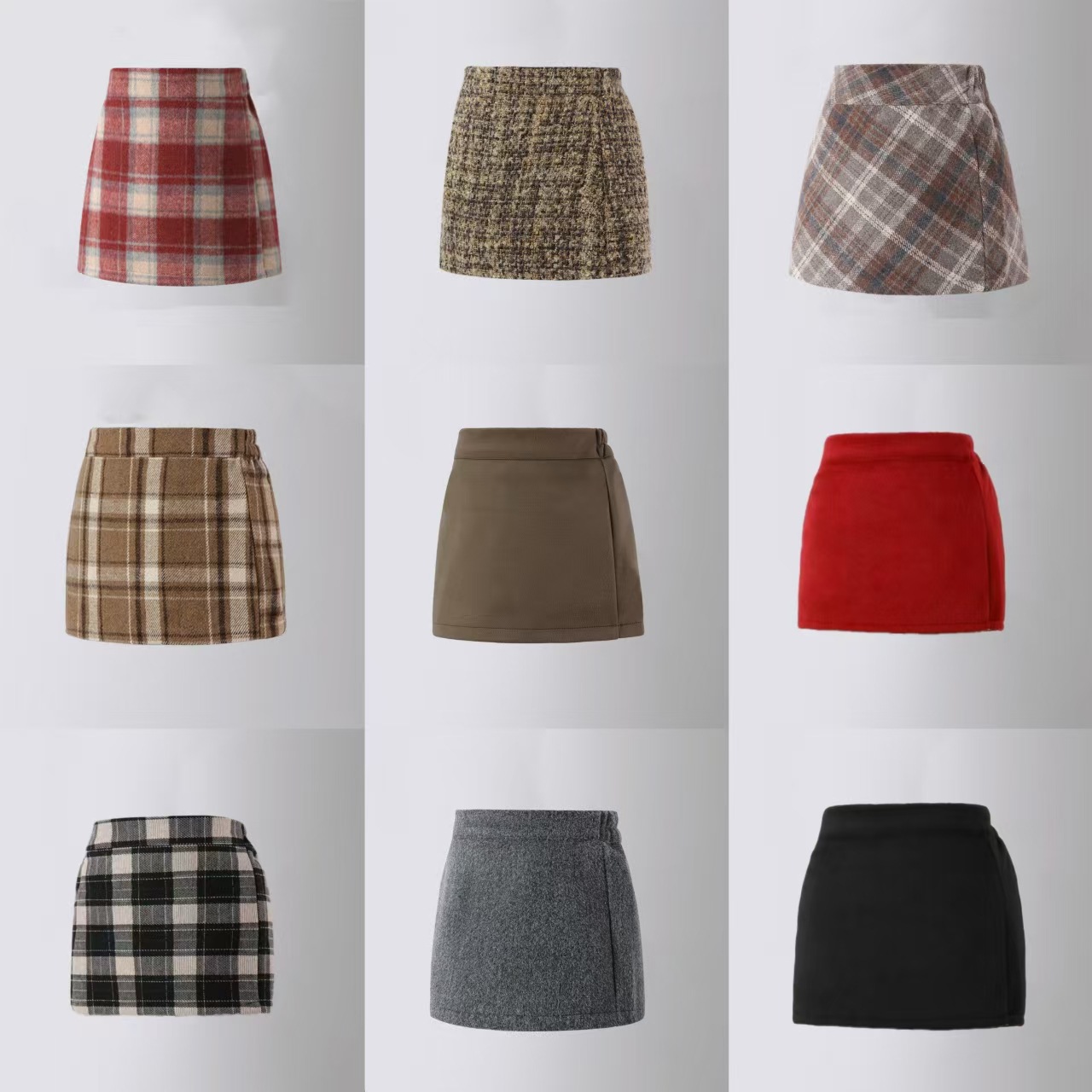 Retro woolen red colored design skirt