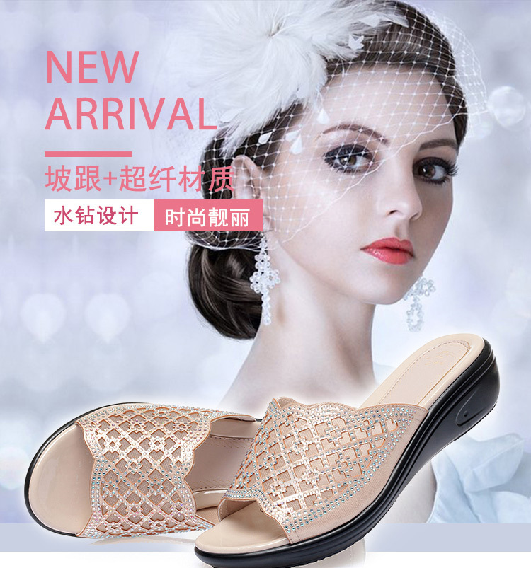 Dép xỏ ngón nữ đế bệt da thật mềm chống trượt mùa hè — Màu vàng chi tiết 1