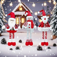 クロスボーダー新しいクリスマス伸縮人形雪だるまヘラジカ人形クリスマススカーフ老人人形装飾装飾品
