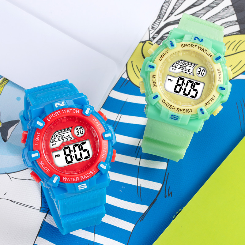 Sencillo Escuela Primaria niños y niñas deportes reloj electrónico multifunción de sincronización luminosa reloj electrónico de fábrica al por mayor