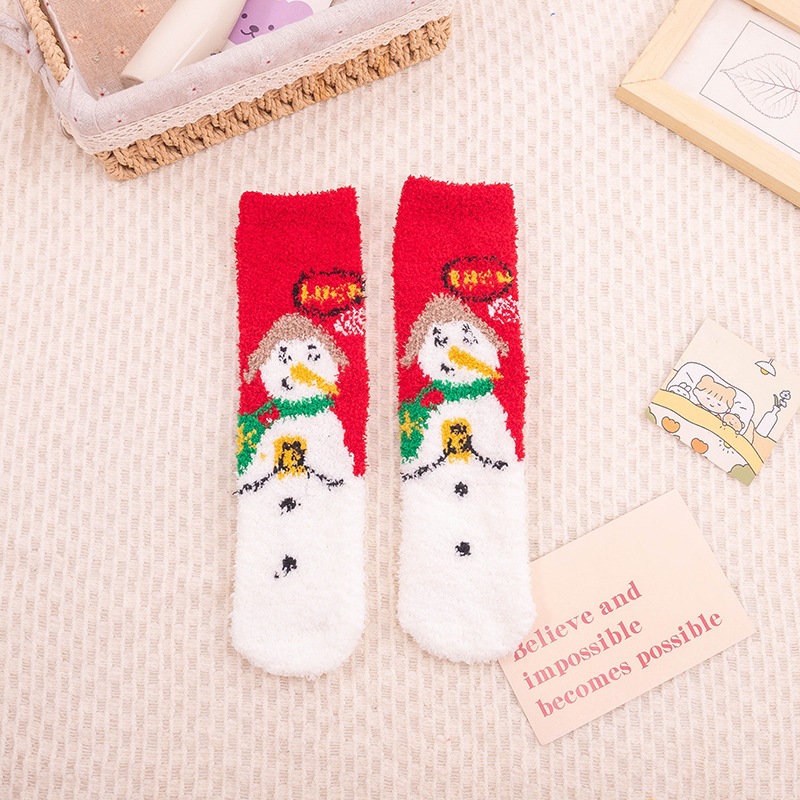 Calcetines Navideños Térmicos de Terciopelo de Coral Transpirables y Antibacterianos para Invierno image 21