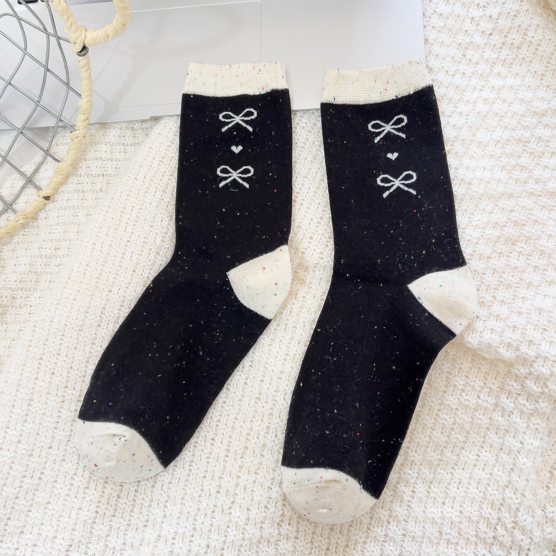 45g Weight Socks Classification Socks Lingerie Type Cotton Fabric Type A Pair Quantity Holiday Occasion Non-Slip Function Bow Knot Pattern Summer Season Women's Gender Sweet Style Sweet Women's Bow Knot Cotton Crew Socks A Pair 18