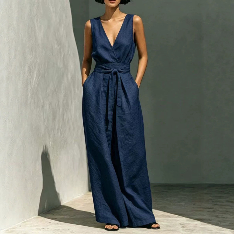 European and American Cross-Border Foreign Trade Women's New Summer Fashion Casual Sleeveless Vest and High-Waisted Wide-Leg Pants Two-Piece Set