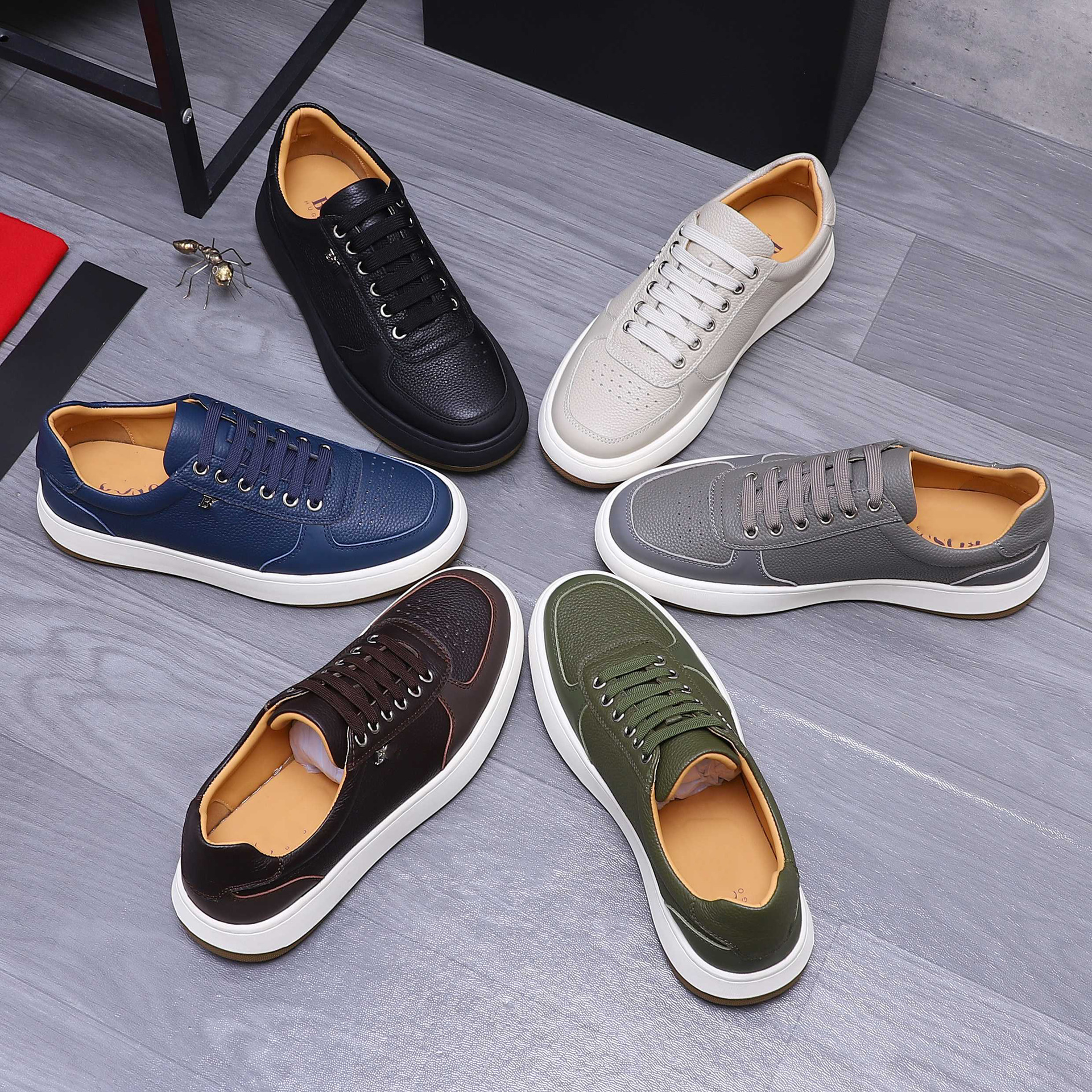 Quality Shoes High-End Trendy Versatile Fashion Men's Shoes Genuine Leather Patchwork Breathable Low-Top Comfortable Casual_vogvips.com