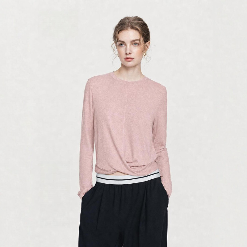New Grey Wind Artificial Wool Lyocell Blend Round Neck Twisted Long Sleeve T-Shirt Knit Sweater New Grey Wind Artificial Wool Lyocell Blend Round Neck Twisted Long Sleeve T-Shirt Knit Sweater