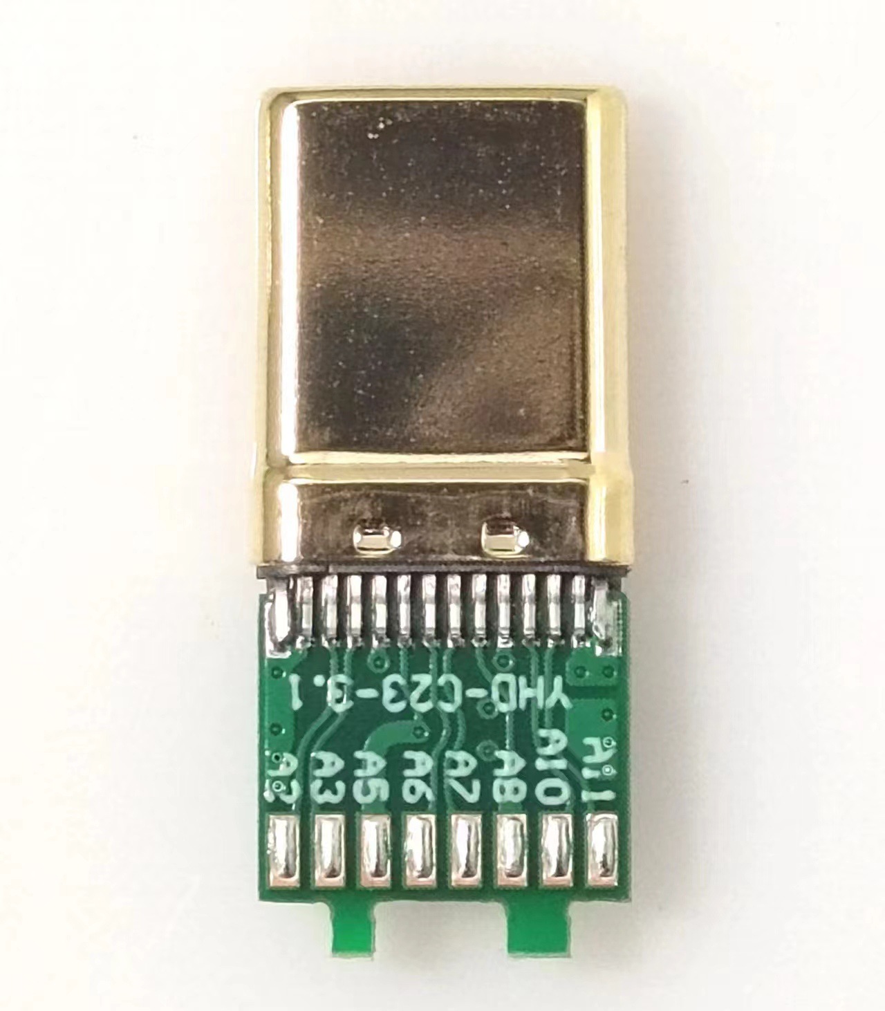 TYPE-C24P公头A8B8镀金带PCB板快充焊线式拉伸壳16焊点带10NF电容