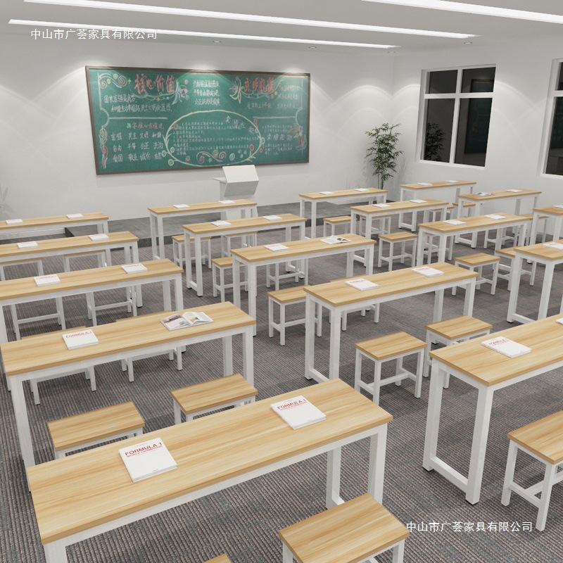 Student Desks and Chairs School Experimental Writing Double Desk Long Double-Layer Education Training Institution Teaching and Training Desk