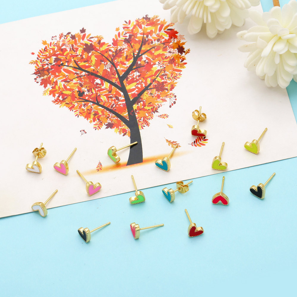 Fashion Heart Shape Copper Plating Ear Studs 1 Pair