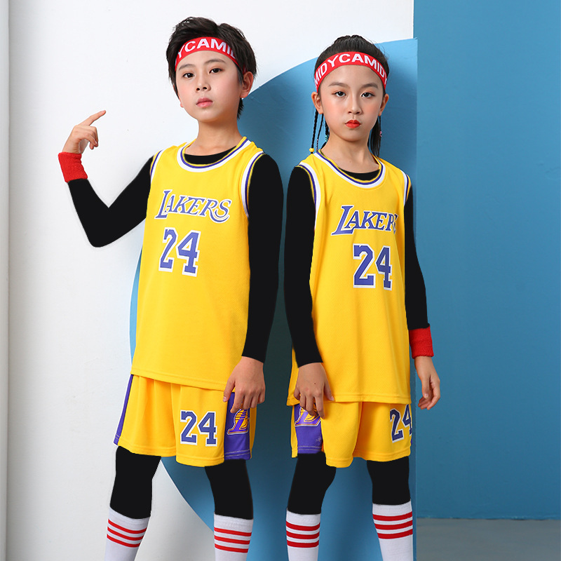 子供バスケットボールユニフォームスーツ No.24 ベストスポーツスーツ幼稚園パフォーマンススーツ速乾性子供の子供の日のバスケットボールユニフォーム|undefined