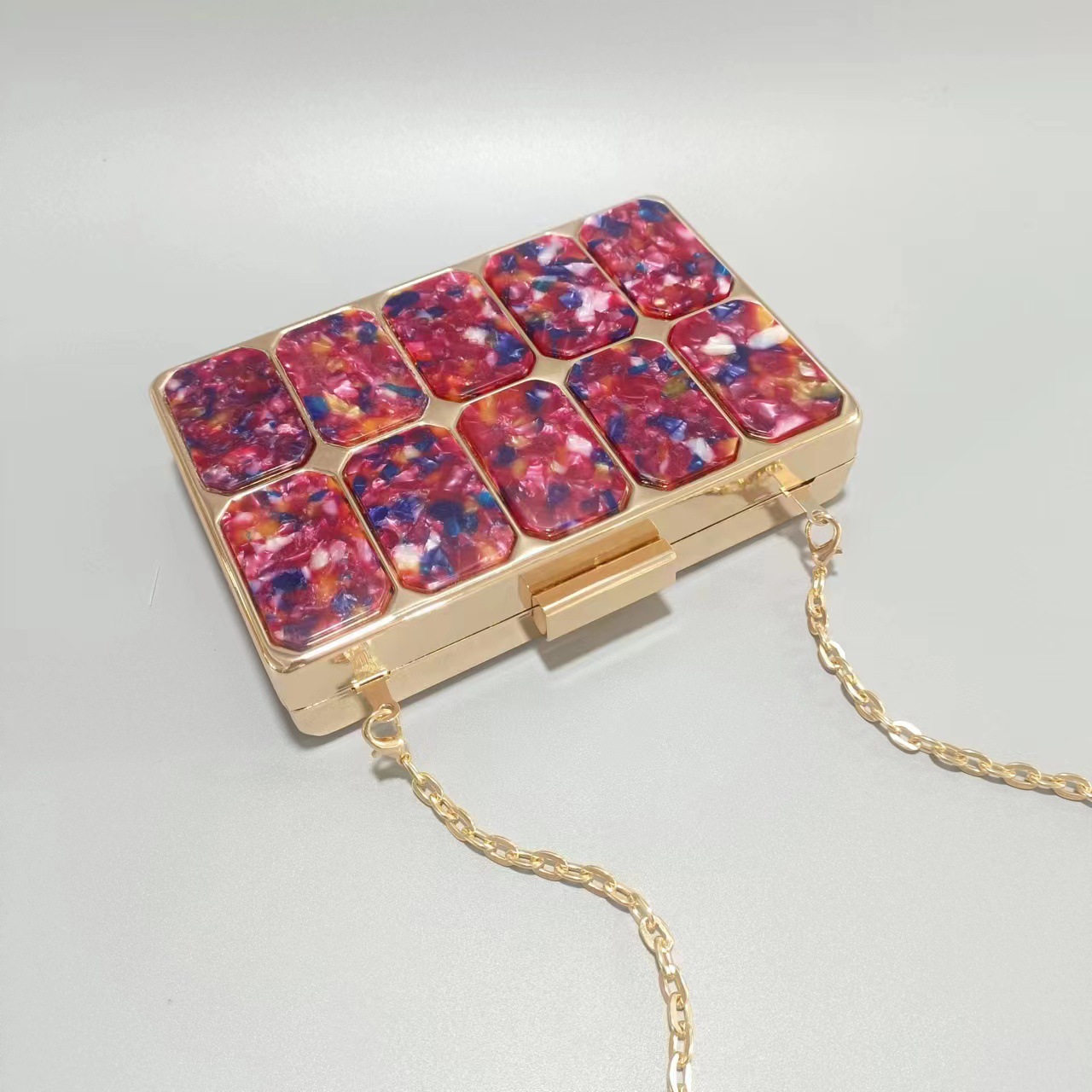 Elegante pochette da donna in acrilico con chiusura magnetica, design con stampa serpente, tracolla e tracolla per matrimoni, feste e uso quotidiano._voghion.com