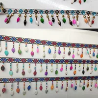 Новый цветной бусиный кулон цветной камень стелс кисточкой кружево DIY одежда аксессуары декоративные бусы ручной работы национальный стиль
