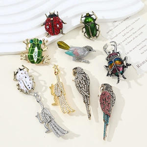Eco-Friendly Alloy Enamel Animal Brooches: Bird, Beetle, Frog Brooches, High-End Diamond-Encrusted New Models, Cross-Border Brooch Wholesale