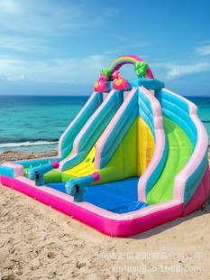 Children's inflatable castle home indoor outdoor trampoline outdoor small jumping bed firebird double road slide castle
