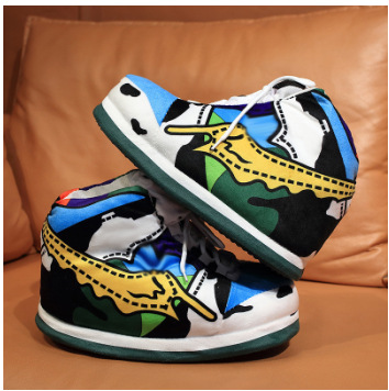 Tiktok mismo estilo parodia zapatos de grasa Coco pareja Zapatillas de algodón volver al futuro casa piso Kang hebilla 1 zapatos de algodón