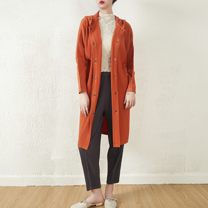 Miyake Exclusive Pleated Jacket for Women, Spring and Autumn, High-End New Style, Single-Breasted Cardigan, Mid-Length Top