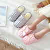Winter cute slippers indoor for beloved, non-slip comfortable footwear with bow for pregnant platform, Korean style