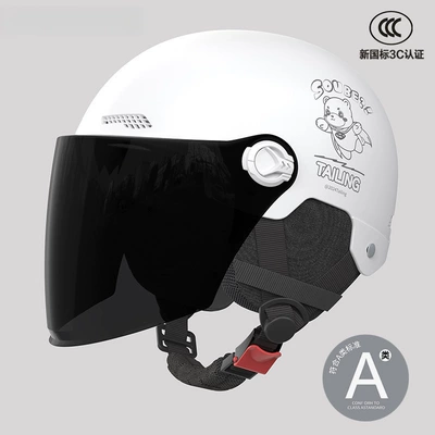 Universal for All Seasons, Sun Protection — Motosiklet kaskı (dəbilqə) - 3c-ceramic-white-sun-protection-long-mirror-detachable-ear-protection-for-all-seasons