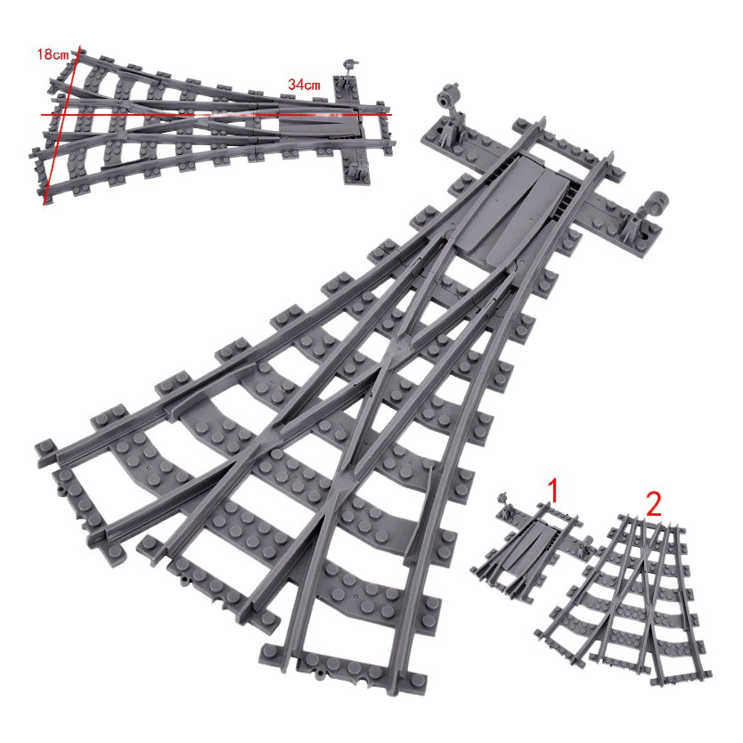 Bloques de construcción de tren de la ciudad Tren de la vía recta carril curvo carril Tenedor carril suave piezas de montaje Juguetes