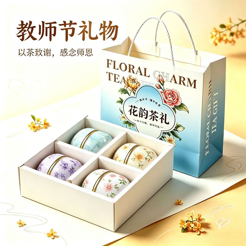 Teacher's Day floral tea gift set, practical small gifts for teachers, high-end casual gift set, creative
