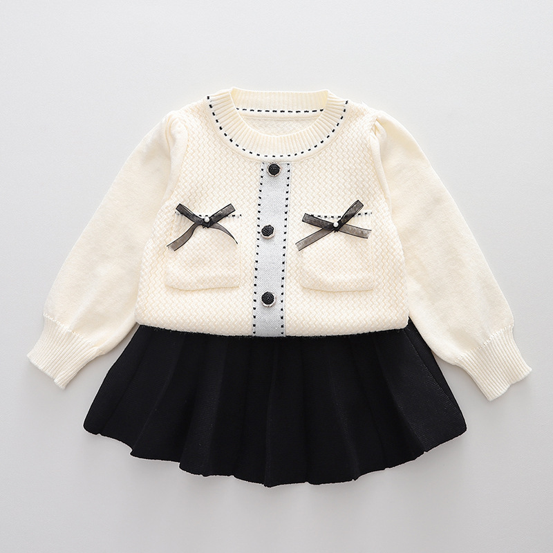 Sweater 2022 Autumn New Small Fragrance Knitted Two Piece Girls' Set Women's Treasure Skirt_voghion.com