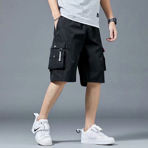 Cargo shorts men's summer loose casual pants ins Korean style trendy men's pants hip-hop multi-pocket five-quarter pants