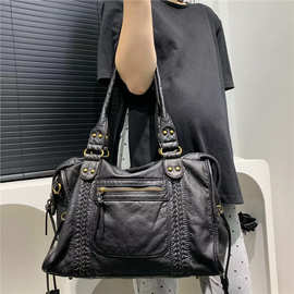 跨境专供亚马逊热销女士软皮欧美复古托特包日韩潮流单肩斜挎包