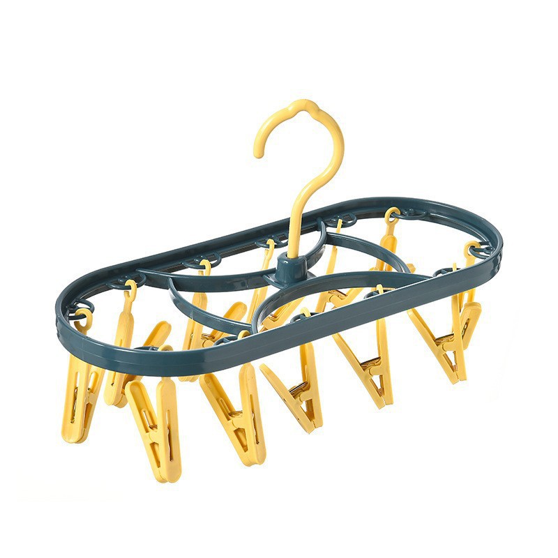 Al por mayor nuevo multi-funcional plegable percha de ropa 12-clip plástico percha ropa tendedero dormitorio calcetines secado artefacto