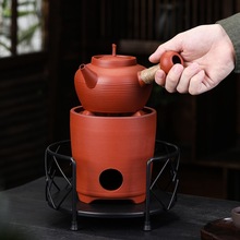 家用中式煮茶砂铫壶手工红泥跳盖烧水泡茶功夫茶具户外红泥小火炉
