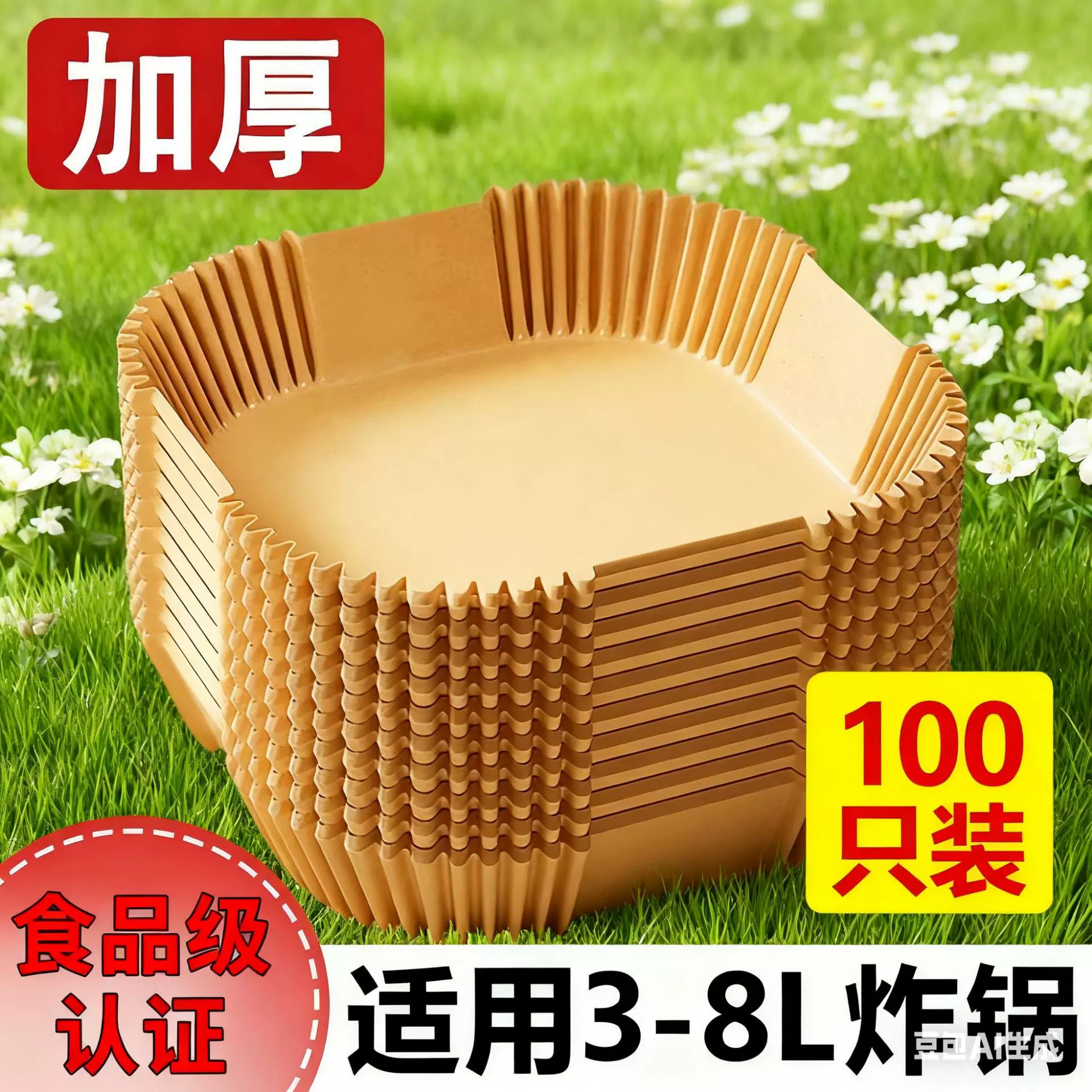 方形空气炸锅纸 耐高温吸油纸垫家用纸盘 专用食物烤箱烘焙硅油纸