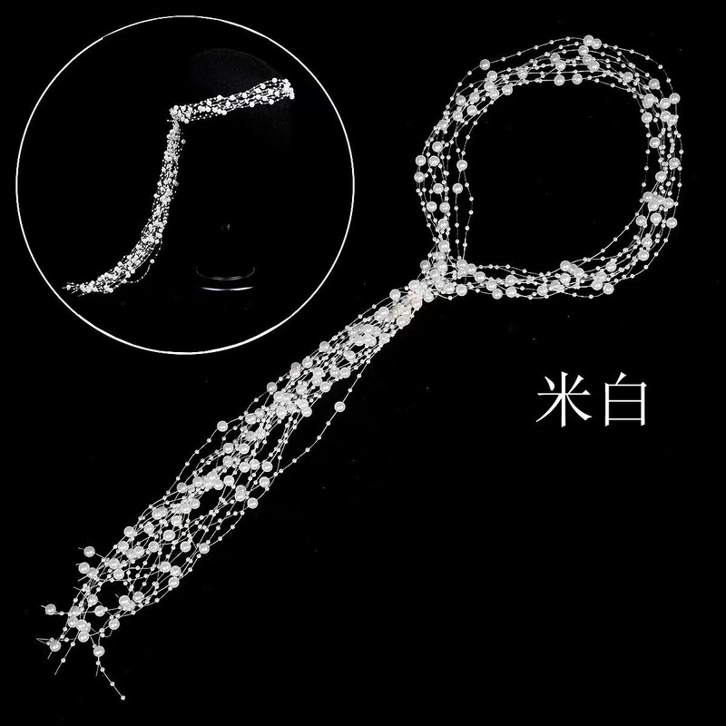 时尚轻奢婚礼手工串珠发带白色珍珠欧美新娘宴会派对选美发饰跨境|undefined