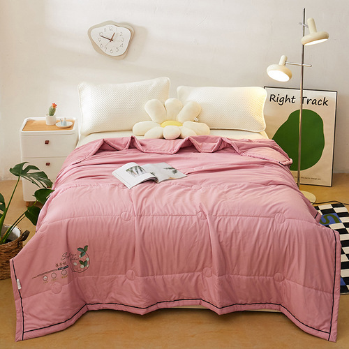 New Mint Summer Cooling Quilt Summer Mosquito-Repellent Sheet Double Bed Air Conditioned Quilt Washable Cotton Blanket Thin Plain Color Light Quilt