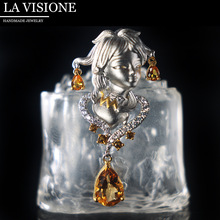 天秤座 十二星座女士 黄水晶吊坠 925银镀真金 高级别珠宝