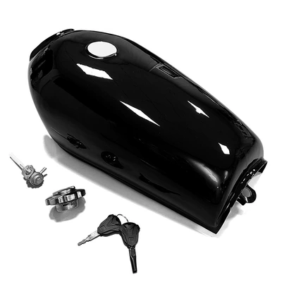 Suitable for Cg125 Motorcycle Universal Retro Modified Light-Curing Paint Non-Porous Fuel Tank with Fuel Switch and Fuel Cap (Fuel tank) - glossy-black-accessories