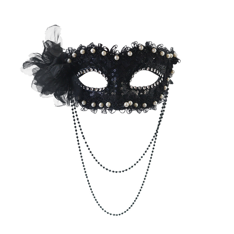 Ventas transfronterizas máscaras de flores laterales nuevas perlas mitad cara espectáculo de maquillaje de fiesta vestido sexy máscara de ojos de alto nivel