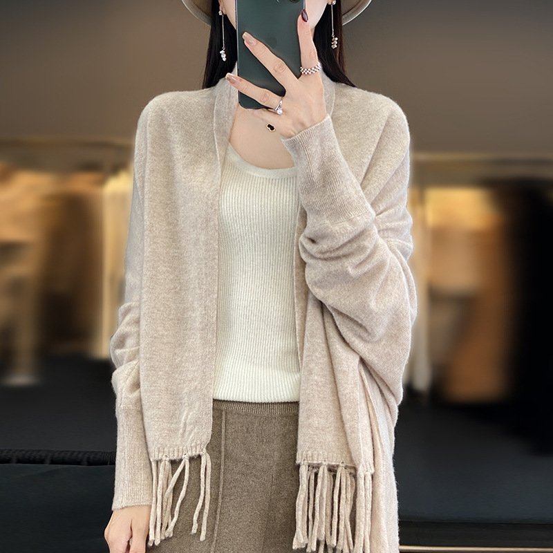 秋冬の新型100純ウールのストールの女性の長袖はゆったりしています。|undefined