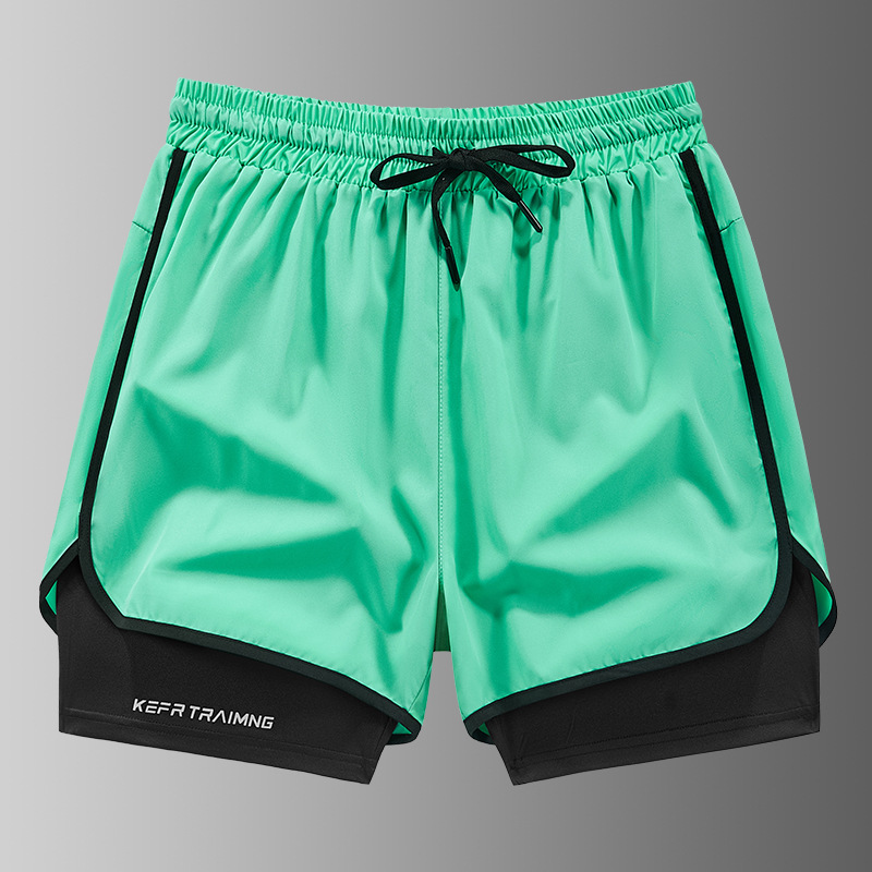 Pantalones cortos deportivos de secado rápido para hombres de verano pista y campo maratón correr pantalones de acondicionamiento físico falsos dos pantalones de entrenamiento de luz