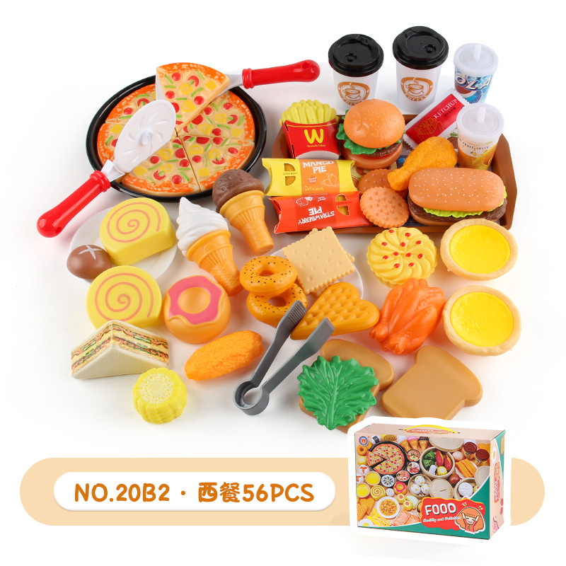 Simulación educativa de los niños cocina traje de comida bolsa de vapor sushi masa frita palos desayuno hamburguesa juego casa Juguetes