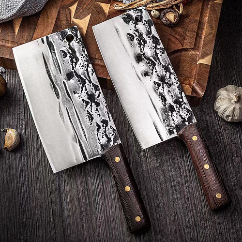 Factory direct sale professional bone knife with landscape pattern household slicing knife sharp cut two-purpose knife forged handmade chef's knife
