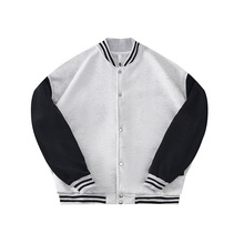 男士夹克秋冬新款外贸经典复古大码宽松立领棒球服开衫男士卫衣