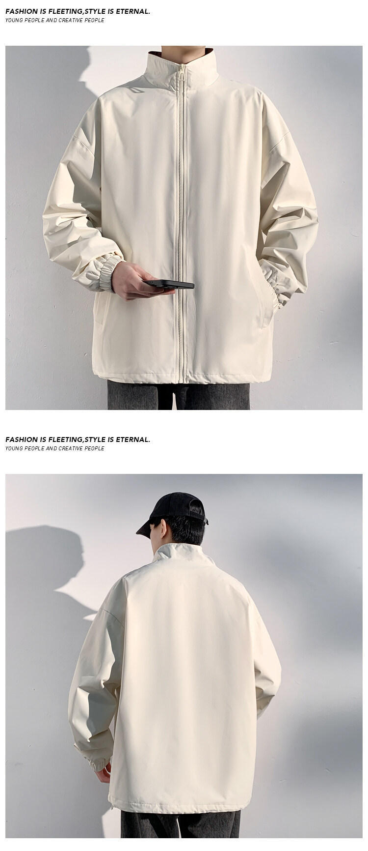 Men's Plaid Patchwork Denim Jacket With Stand Collar Windproof_voghion.com