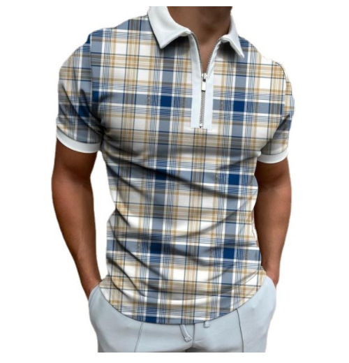 Comercio exterior europeo y americano primavera nueva moda casual popular impresión polo camiseta con cremallera hombres envío gratis
