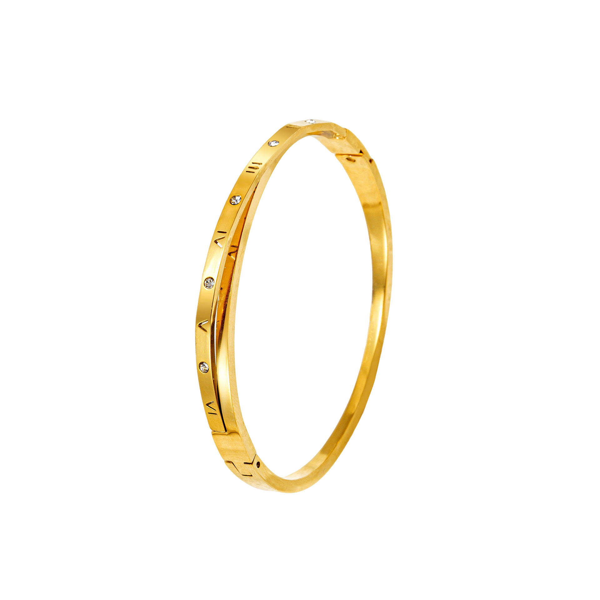 Brazalete de moda europea y americana de acero de titanio cruzado números romanos accesorios de acero de doble pulsera pulsera de hebilla