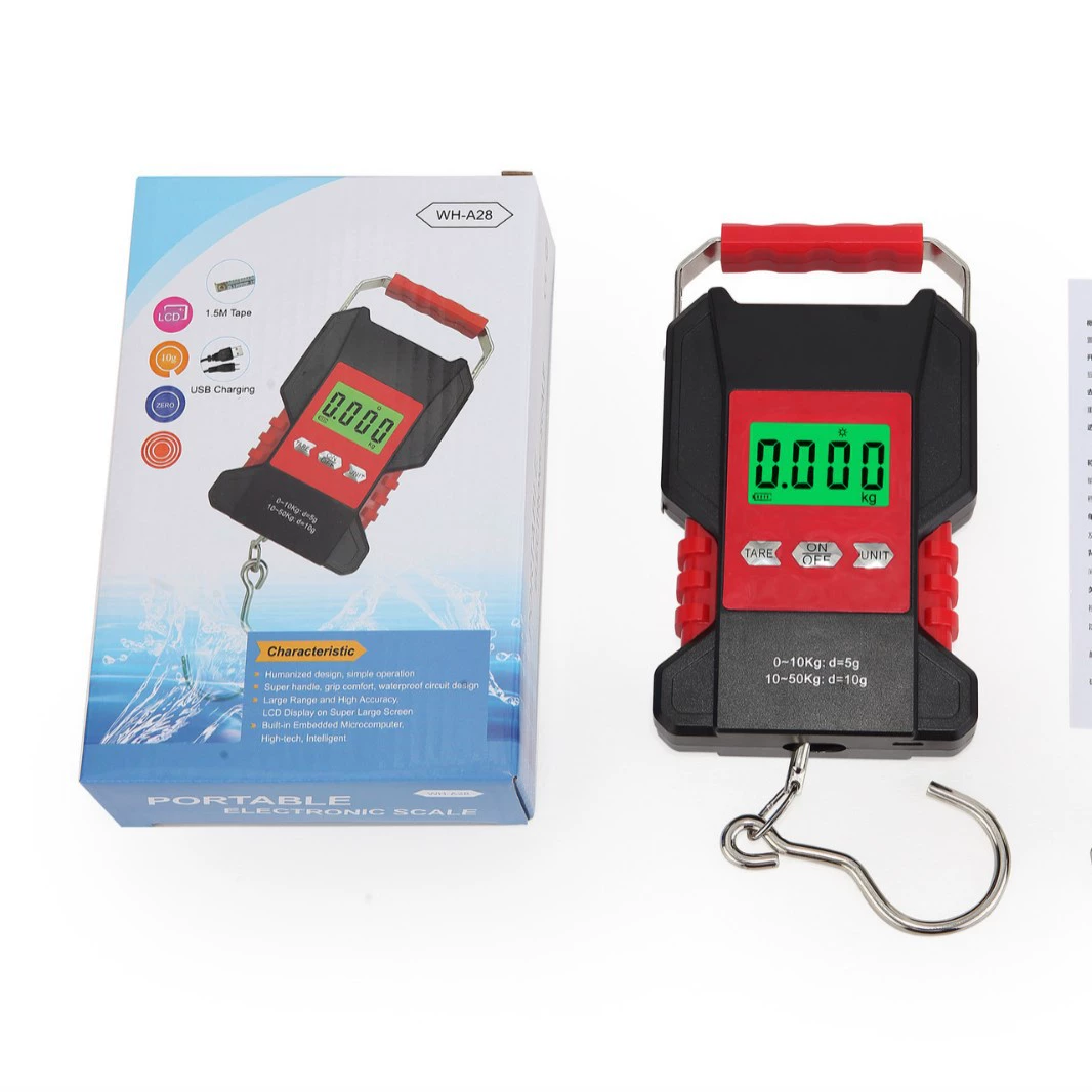 Полная Водонепроницаемая зарядка с рулеткой сверхширокой ручкой электронные портативные весы Экспресс-весы почтовые электронные весы крюк весы 50 кг