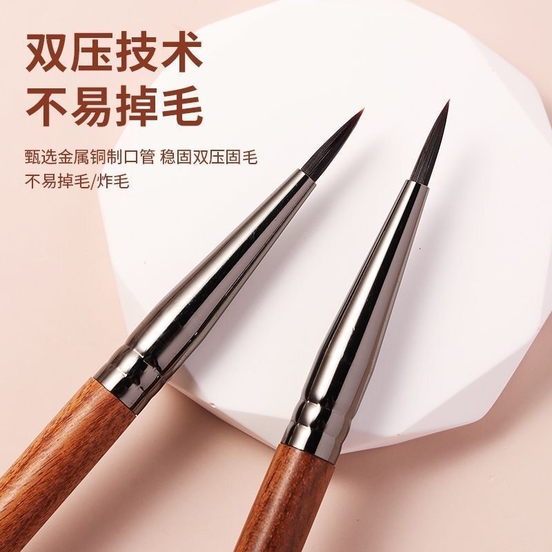新款檀木杆美甲幼崽彩绘笔短款万能笔画花瓣勾线彩绘笔刷指甲工具|undefined