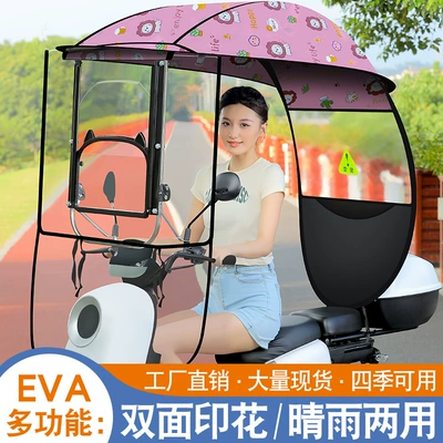 Electric Battery Car New: Elektromobil üçün ön şüşə çətiri (günlük) - c9-model-pink-lion-full-blackout-double-sided-printing-upper-and-lower-sliding-windows-shot-with-mirror-other