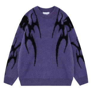 Autumn and Winter Trendy Round Neck Mauhair Pullover Men's Knitwear Sweater Loose Pullover Sweater Couple's Jacket Ins