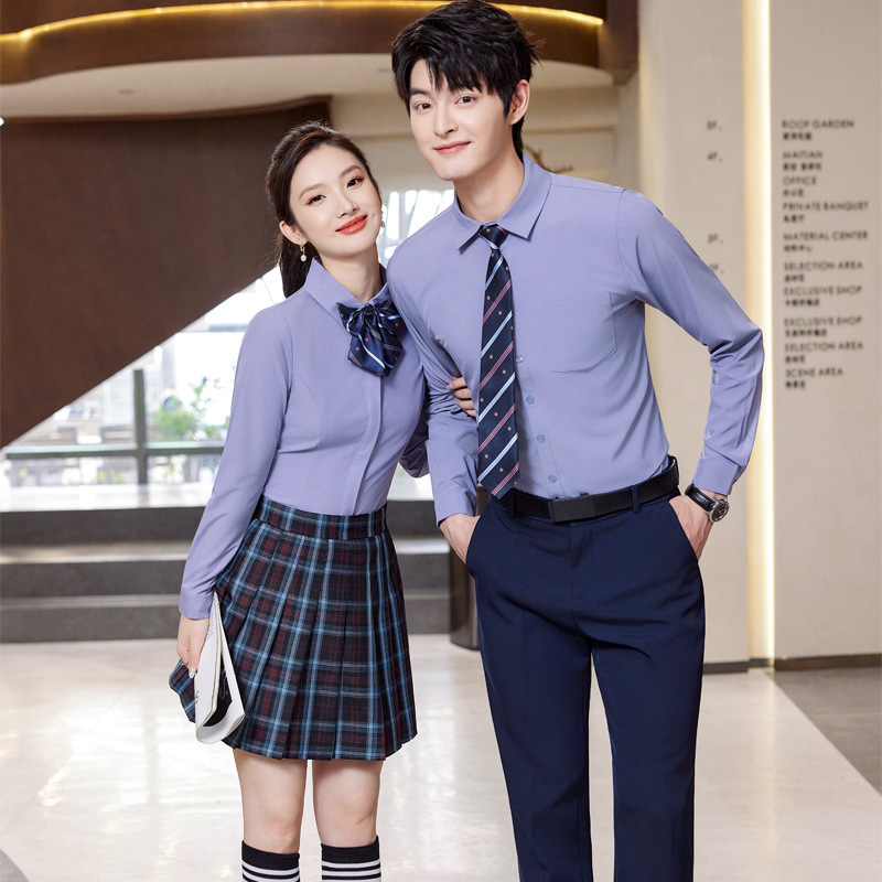 College style white long sleeve shirt for men and women British uniform junior high school class uniform recitation chorus performance clothing