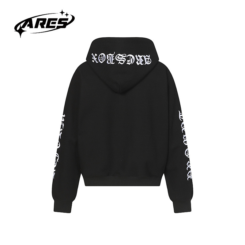 ARESWINGS美式复古哥特字母印花连帽卫衣男拉链开衫宽松情侣外套|undefined